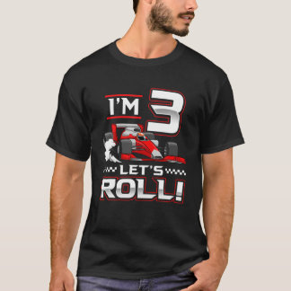 3Rd Birthday Race Car 3 Year Old Let's Roll Toddle T-Shirt