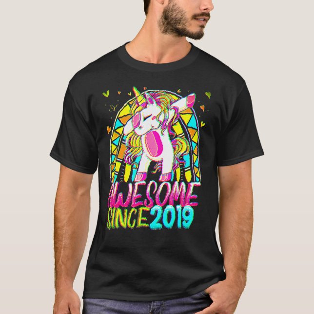 3rd Birthday Rainbow 3 Year Old Dabbing Unicorn Gi T-Shirt (Front)