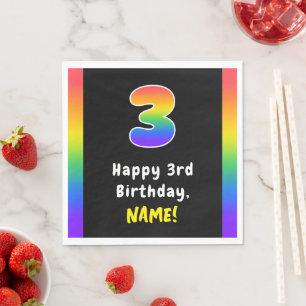 3rd Birthday: Rainbow Spectrum # 3, Custom Name Napkin
