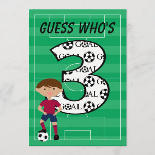 3rd Birthday Red and Blue Soccer Goal Invitation
