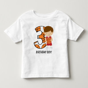 3rd Birthday Red and White Basketball Player Toddler T-Shirt