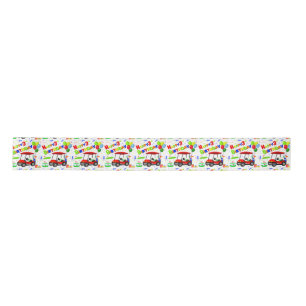 3rd Birthday Red Golf Cart Boy's Pattern Satin Ribbon