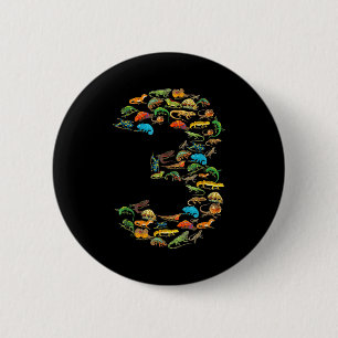 3rd birthday reptiles lizards 3 year old birthday 6 cm round badge