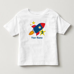 3rd Birthday Rocket Ship Personalised T-Shirt