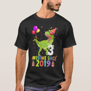 3rd Birthday Saurus Rex Awesome Since 2019 3 Years T-Shirt