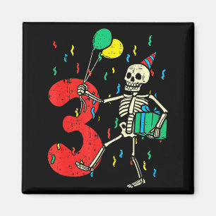 3rd Birthday Skeleton Halloween 3 Year Old Funny Magnet