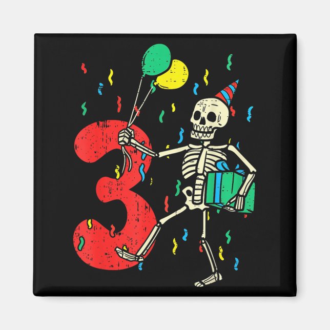 3rd Birthday Skeleton Halloween 3 Year Old Funny Magnet (Front)