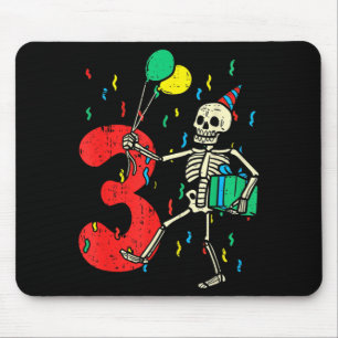 3rd Birthday Skeleton Halloween 3 Year Old Funny Mouse Mat