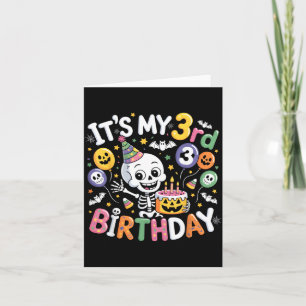 3rd Birthday Skeleton Halloween Toddler Boy Girl Card
