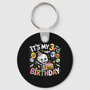 3rd Birthday Skeleton Halloween Toddler Boy Girl Key Ring