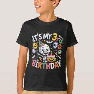 3rd Birthday Skeleton Halloween Toddler Boy Girl T-Shirt