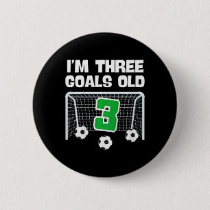 3rd Birthday Soccer Football Player Boy 3 Years Ol 6 Cm Round Badge