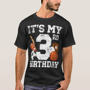 3Rd Birthday Sports Birthday Party Three Year Old T-Shirt