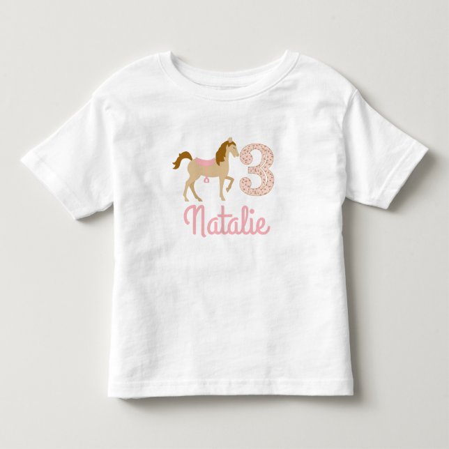 3rd Birthday Three Years Shabby Chic Pony Shirt (Front)