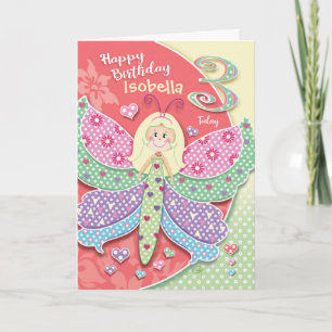3rd Birthday, Tiny Butterfly-Girl Card