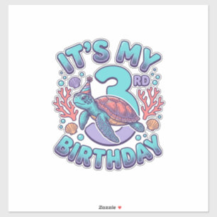 3rd Birthday Turtle Vintage Engraving Design_1