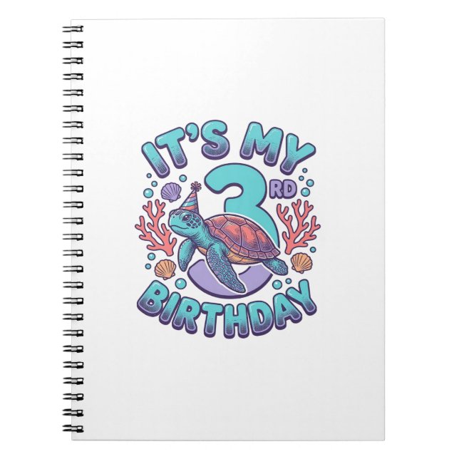 3rd Birthday Turtle Vintage Engraving Design_1 Notebook (Front)