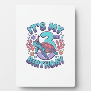 3rd Birthday Turtle Vintage Engraving Design_1 Plaque