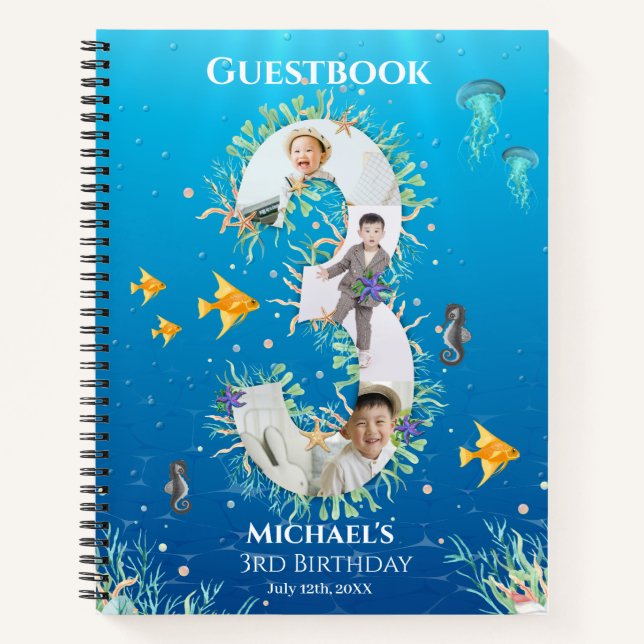 3rd Birthday Under The Sea Photo Guest Book (Front)