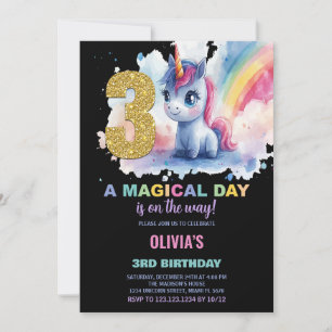 3rd Birthday Unicorn Birthday Invitations