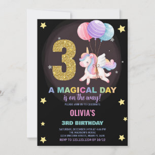 3rd Birthday Unicorn Birthday Invitations