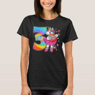 3rd Birthday Unicorn  For Girls Age 3 Tie Dye Moth T-Shirt