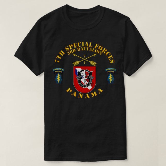 3rd Bn 7th Special s Panama w Flash SSI T-Shirt (Design Front)