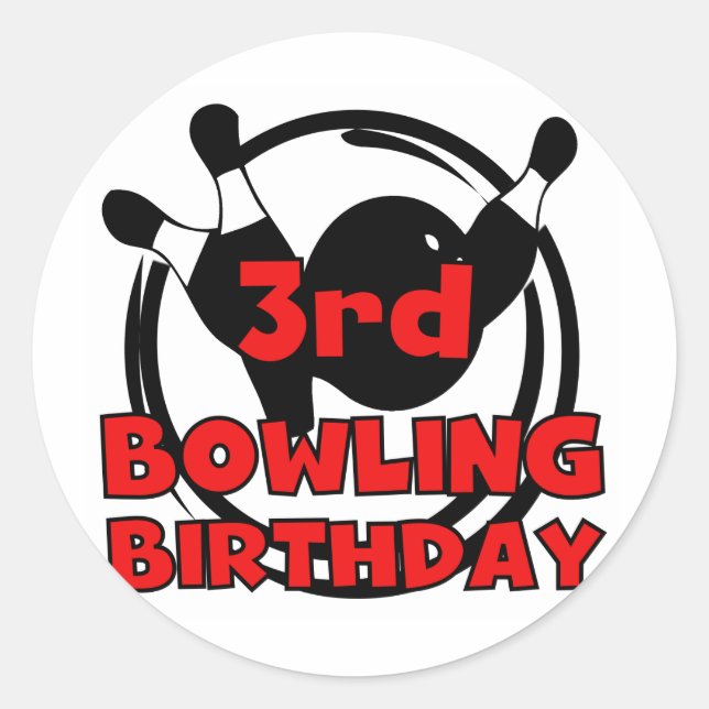 3rd Bowling Birthday Tshirts and Gifts Classic Round Sticker (Front)