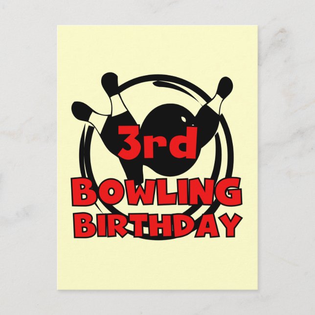 3rd Bowling Birthday Tshirts and Gifts Postcard (Front)