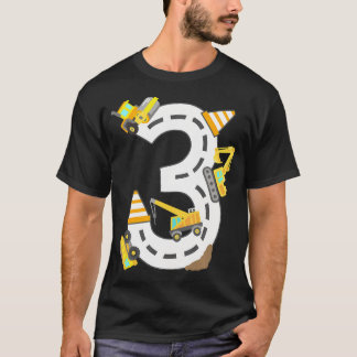 3Rd Construction Birthday Party Excavator Boys 3 Y T-Shirt