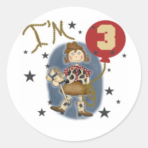 3rd Cowgirl Birthday Tshirts and Gifts Classic Round Sticker