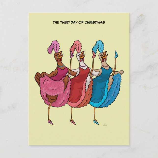 3rd Day of Christmas (Three French Hens) Postcard (Front)