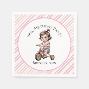 3rd. Girl's Birthday on a Tricycle Party Napkin