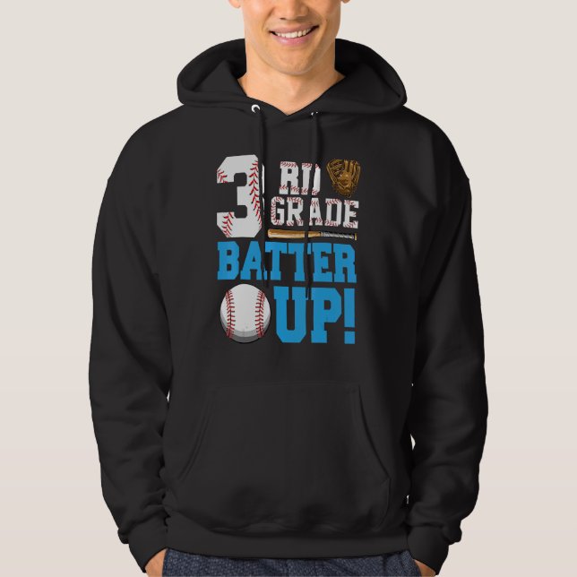 3rd Grade Back To School  3rd Grade Batter Up Base Hoodie (Front)
