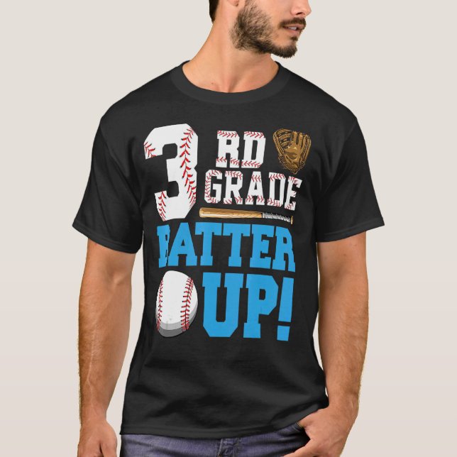 3rd Grade Back To School  3rd Grade Batter Up Base T-Shirt (Front)