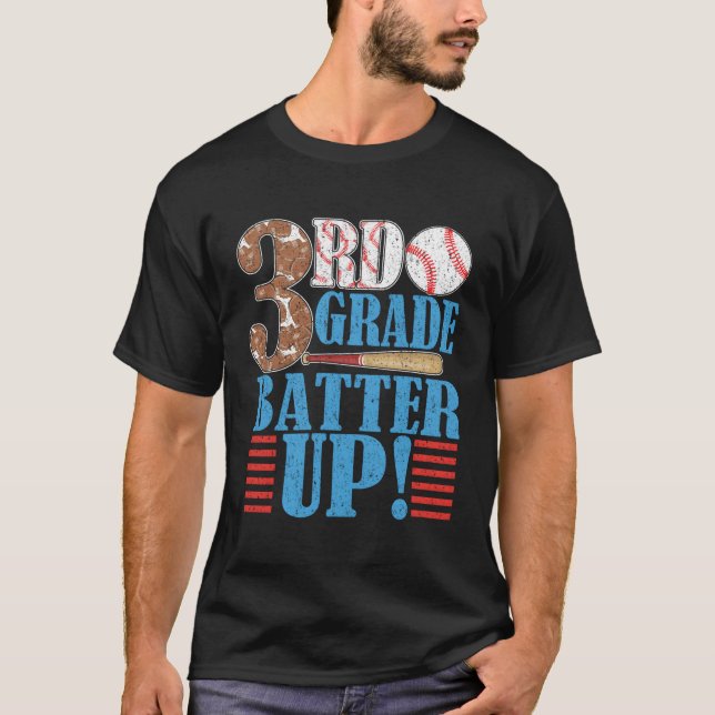 3Rd Grade Back To School 3Rd Grade Batter Up Baseb T-Shirt (Front)