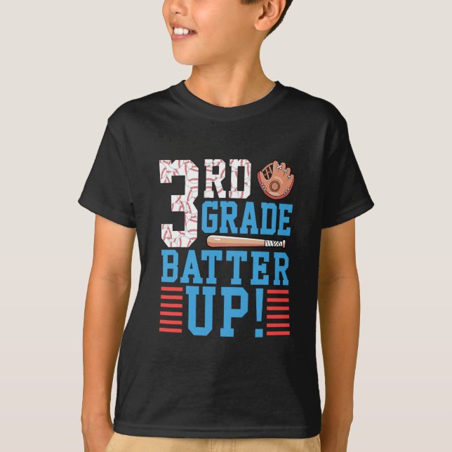 3rd Grade Back To School 3rd Grade Batter Up Baseb T-Shirt (Front)