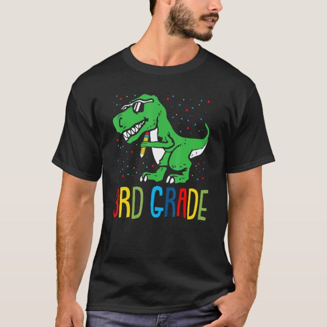 3rd Grade Back To School Dinosaur Rex Students Tea T-Shirt (Front)