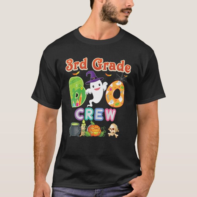 3Rd Grade Boo Crew Squad Team Ghost Third Teacher T-Shirt (Front)