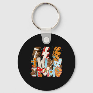 3rd Grade Boys Lightning Bolt Football Baseball Ba Key Ring
