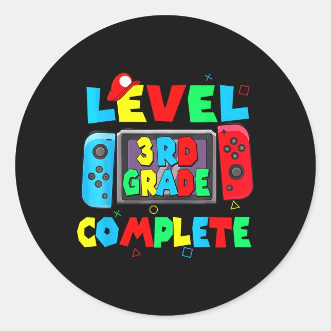 3rd Grade Complete Last Day Of School Video Game 1 Classic Round Sticker (Front)