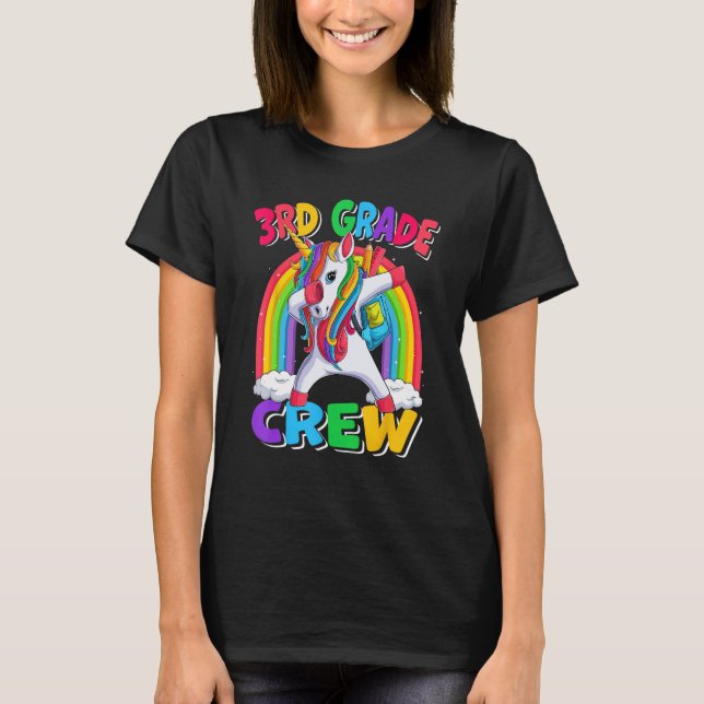3rd Grade Crew Dabbing Unicorn Back to School Kids T-Shirt (Front)