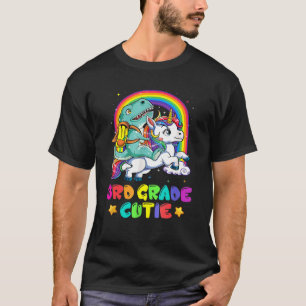3rd Grade Cutie Dinosaur Riding Unicorn Back To Sc T-Shirt
