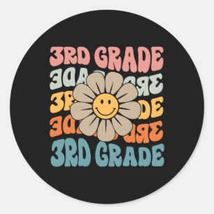 3rd Grade Daisy Colourful Back To School Third Gra Classic Round Sticker