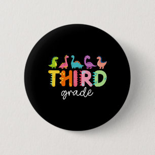 3rd Grade Dinosaur Back To School First Day Of Sch 6 Cm Round Badge