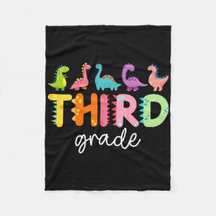 3rd Grade Dinosaur Back To School First Day Of Sch Fleece Blanket