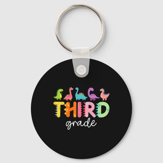 3rd Grade Dinosaur Back To School First Day Of Sch Key Ring (Front)