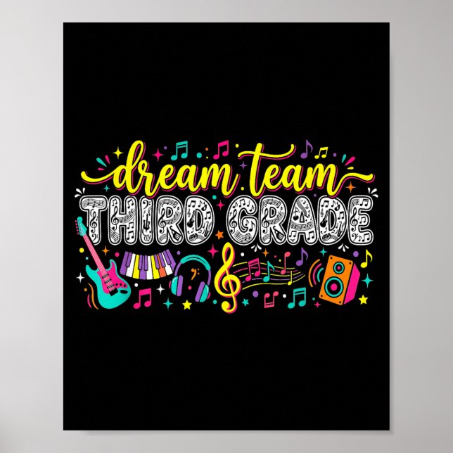 3rd Grade Dream Team Third Grade Music Teacher Poster (Front)