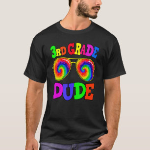 3rd Grade Dude Sunglasses Tie Dye Boys Kids Back T T-Shirt