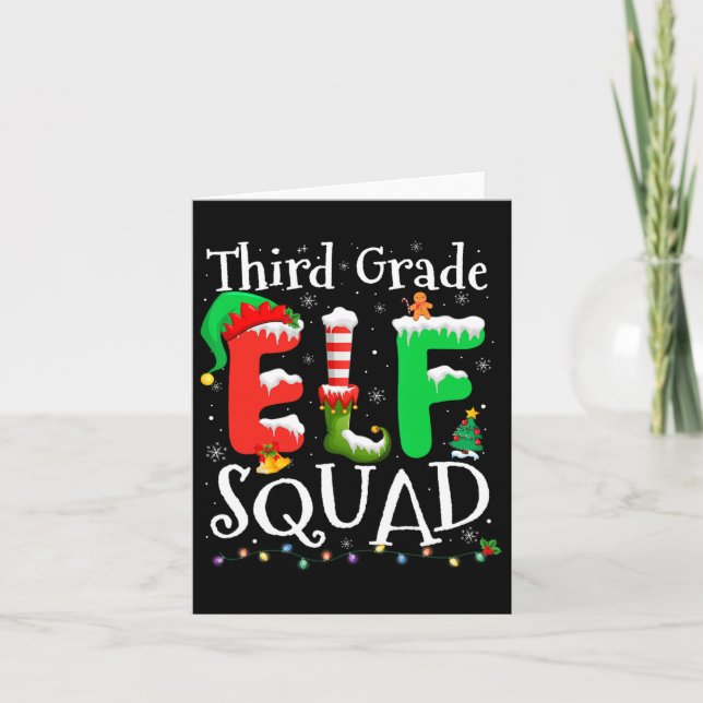 3rd Grade Elf Squad Xmas Funny Christmas Third Gra Card (Front)